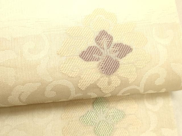 平和屋着物＊夏物 九寸名古屋帯 花唐草文 正絹 逸品 DABC8165cm