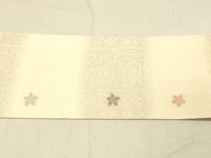 平和屋着物＊夏物 九寸名古屋帯 花唐草文 正絹 逸品 DABC8165cm