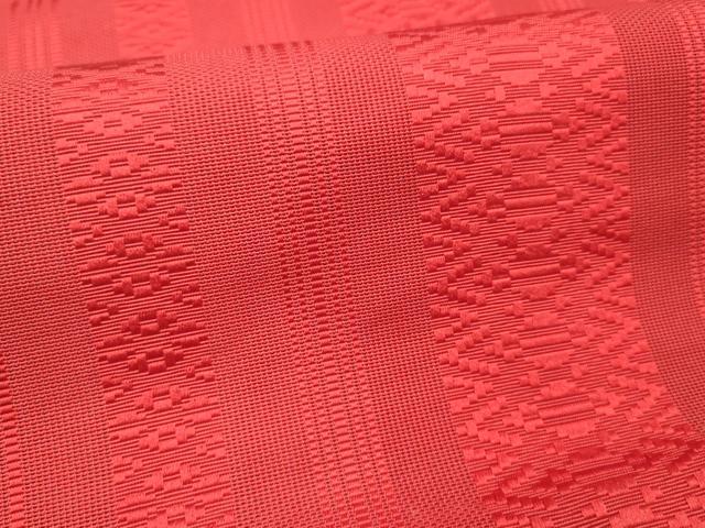 平和屋着物＊夏物 本場筑前博多織 八寸名古屋帯 紗献上 深緋色 正絹 逸品 DABC8169cm