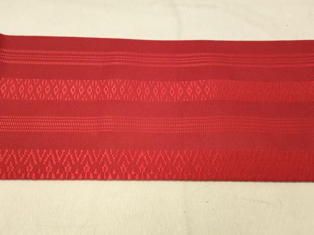 平和屋着物＊夏物 本場筑前博多織 八寸名古屋帯 紗献上 深緋色 正絹 逸品 DABC8169cm