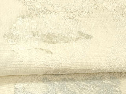 平和屋着物＊夏物 六通柄袋帯 唐織 草花文 銀糸 正絹 逸品 DABC8171cm