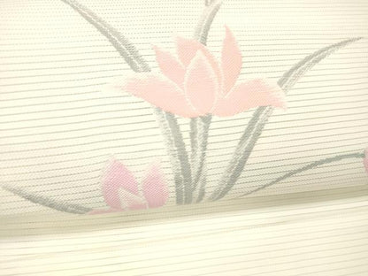 平和屋着物＊夏物 八寸名古屋帯 草花文 DABC8173cm
