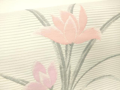 平和屋着物＊夏物 八寸名古屋帯 草花文 DABC8173cm