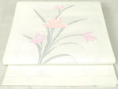 平和屋着物＊夏物 八寸名古屋帯 草花文 DABC8173cm
