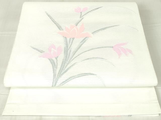 平和屋着物＊夏物 八寸名古屋帯 草花文 DABC8173cm
