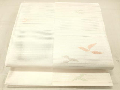 平和屋着物＊夏物 六通柄 京袋帯 唐織 草葉文 銀糸 DABC8174cm