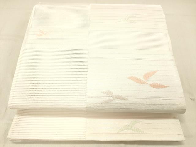 平和屋着物＊夏物 六通柄 京袋帯 唐織 草葉文 銀糸 DABC8174cm