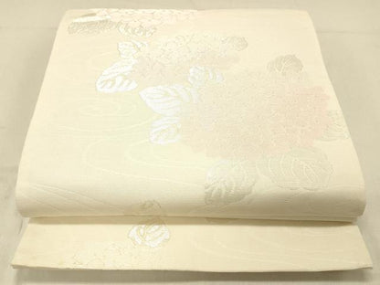 平和屋着物＊夏物 六通柄袋帯 流水紫陽花 銀糸 正絹 逸品 DABC8181cm