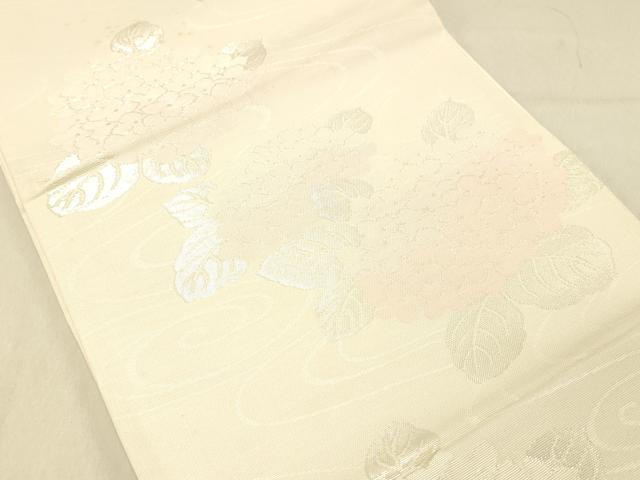 平和屋着物＊夏物 六通柄袋帯 流水紫陽花 銀糸 正絹 逸品 DABC8181cm