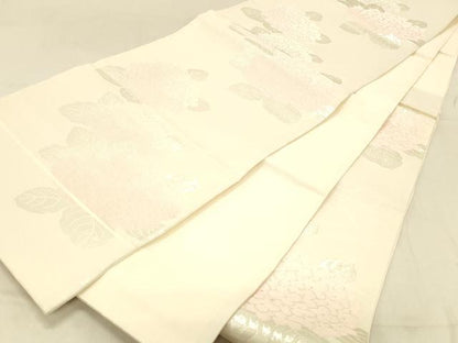 平和屋着物＊夏物 六通柄袋帯 流水紫陽花 銀糸 正絹 逸品 DABC8181cm