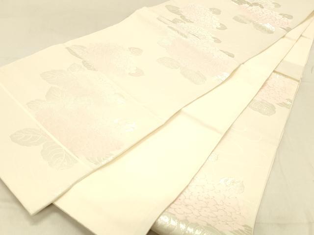 平和屋着物＊夏物 六通柄袋帯 流水紫陽花 銀糸 正絹 逸品 DABC8181cm