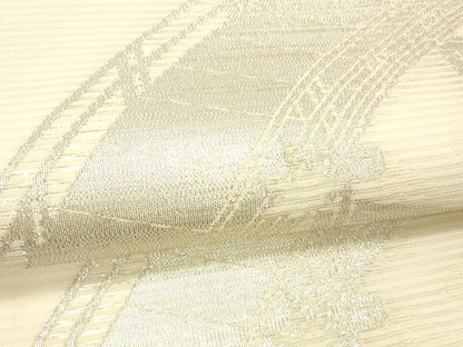 平和屋着物＊夏物 六通柄袋帯 渡橋文 銀糸 正絹 逸品 DABC8182cm