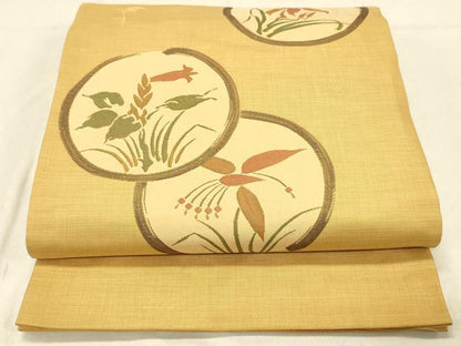 平和屋着物●名門木屋太　今河織物　六通柄袋帯　草花文　正絹　逸品　DABC8187cm