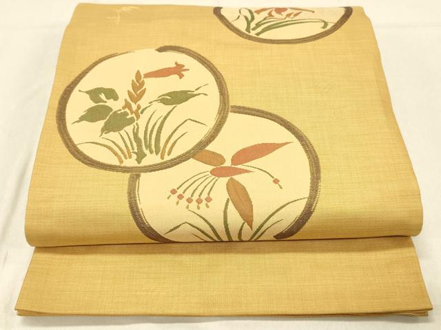 平和屋着物●名門木屋太　今河織物　六通柄袋帯　草花文　正絹　逸品　DABC8187cm
