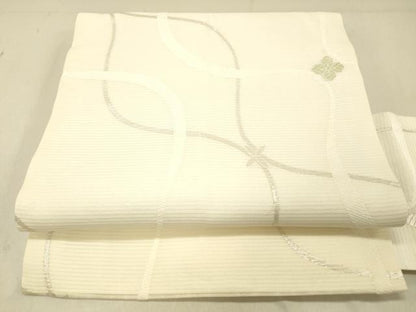 平和屋着物＊夏物 九寸名古屋帯 唐織 舞花文 銀糸 正絹 逸品 DABC8189cm