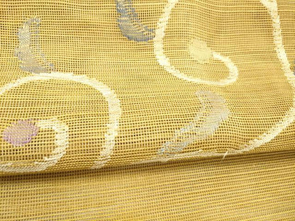 平和屋着物＊夏物　1854年創業　帯屋捨松　八寸名古屋帯　唐草文　正絹　逸品　DABC8190cm