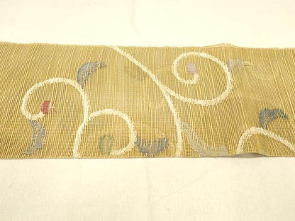 平和屋着物＊夏物　1854年創業　帯屋捨松　八寸名古屋帯　唐草文　正絹　逸品　DABC8190cm