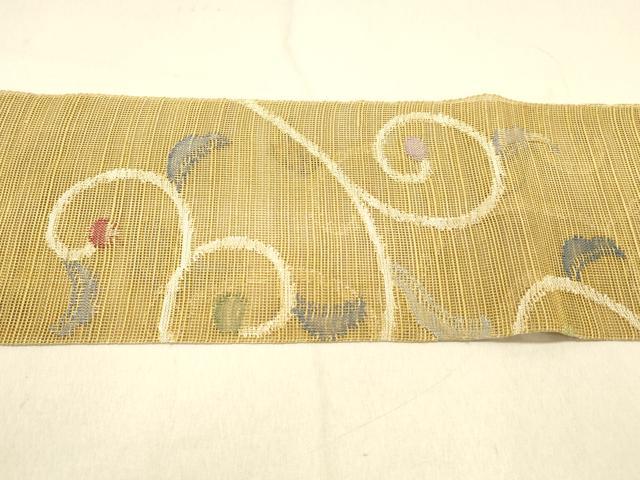 平和屋着物＊夏物　1854年創業　帯屋捨松　八寸名古屋帯　唐草文　正絹　逸品　DABC8190cm