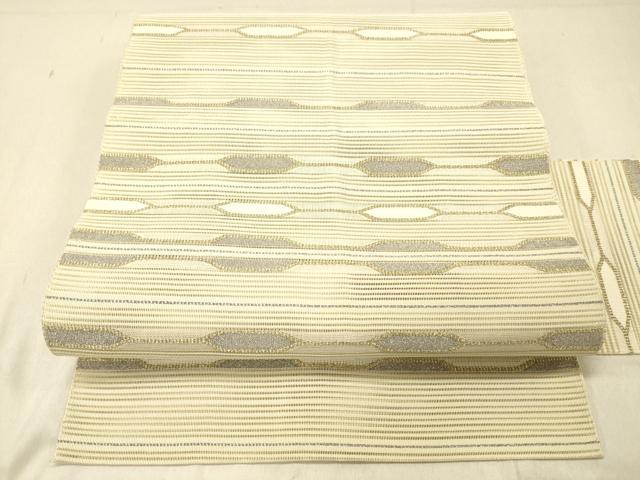 平和屋着物＊夏物 絽綴れ 八寸名古屋帯 横段文 金銀糸 正絹 逸品 DABC8191cm