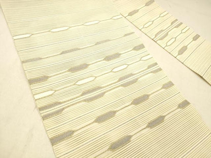 平和屋着物＊夏物 絽綴れ 八寸名古屋帯 横段文 金銀糸 正絹 逸品 DABC8191cm