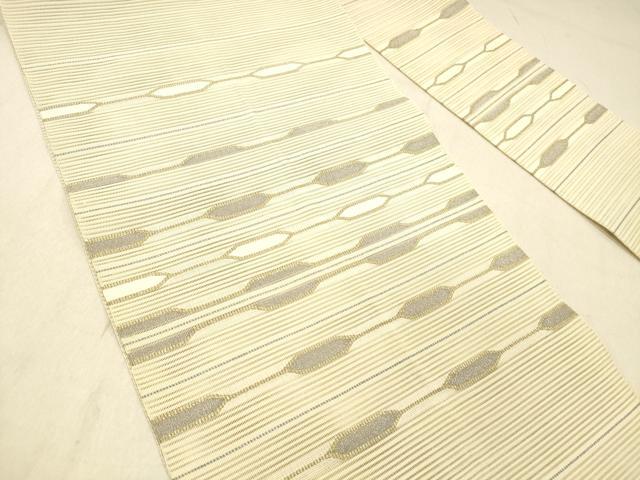 平和屋着物＊夏物 絽綴れ 八寸名古屋帯 横段文 金銀糸 正絹 逸品 DABC8191cm