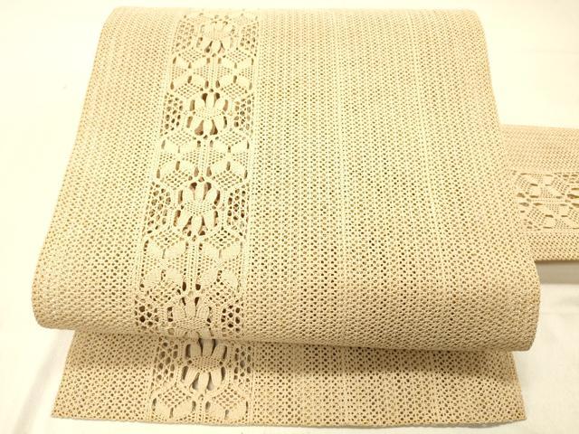 平和屋着物＊夏物 八寸名古屋帯 リボン織 花間道 伽羅色 DABC8193cm