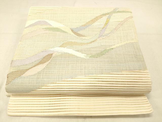 平和屋着物＊夏物 絽綴れ 八寸名古屋帯 流水文 金銀糸 正絹 逸品 DABC8195cm