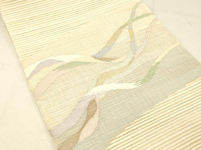 平和屋着物＊夏物 絽綴れ 八寸名古屋帯 流水文 金銀糸 正絹 逸品 DABC8195cm