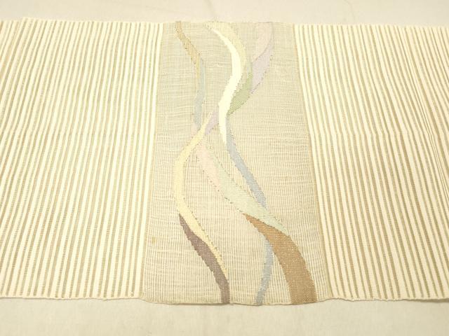 平和屋着物＊夏物 絽綴れ 八寸名古屋帯 流水文 金銀糸 正絹 逸品 DABC8195cm