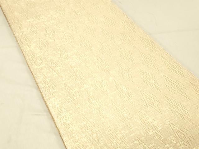 平和屋着物●ひなや工房　くむ・あむ・おる　伊豆蔵明彦　組織　両面　太鼓柄袋帯　横段文　菱文　金糸　正絹　逸品　DABC8198cm
