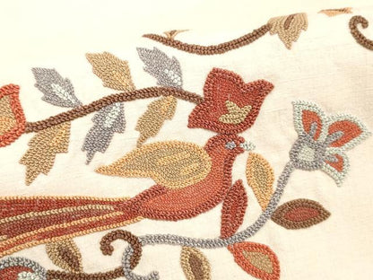 平和屋着物●中国三大刺繍　相良刺繍　総刺繍　太鼓柄袋帯　紬地　花鳥文　正絹　逸品　DABC8199cm