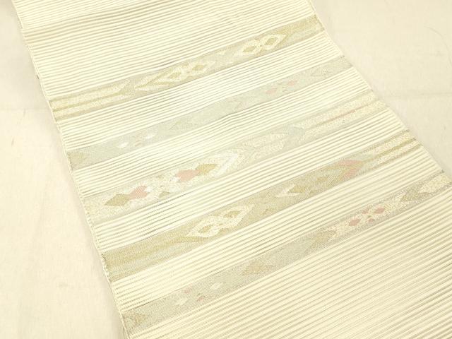 平和屋着物＊夏物 絽綴れ 八寸名古屋帯 横段文 金銀糸 正絹 逸品 DABC8204cm