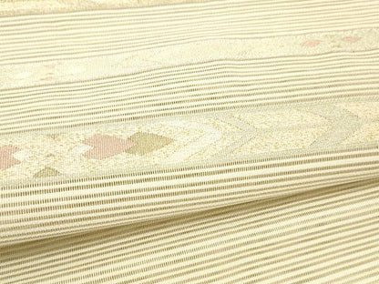 平和屋着物＊夏物 絽綴れ 八寸名古屋帯 横段文 金銀糸 正絹 逸品 DABC8204cm