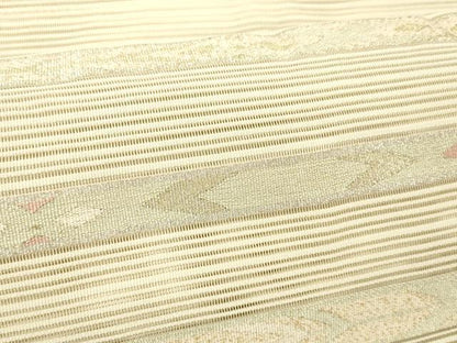 平和屋着物＊夏物 絽綴れ 八寸名古屋帯 横段文 金銀糸 正絹 逸品 DABC8204cm