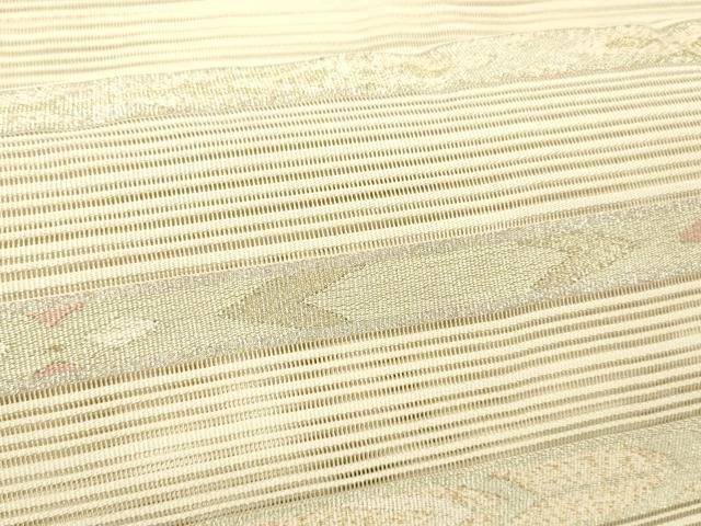 平和屋着物＊夏物 絽綴れ 八寸名古屋帯 横段文 金銀糸 正絹 逸品 DABC8204cm
