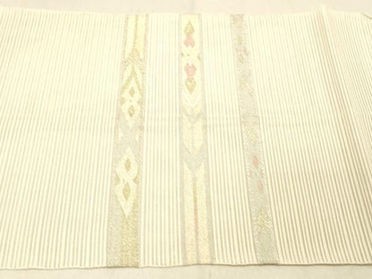 平和屋着物＊夏物 絽綴れ 八寸名古屋帯 横段文 金銀糸 正絹 逸品 DABC8204cm