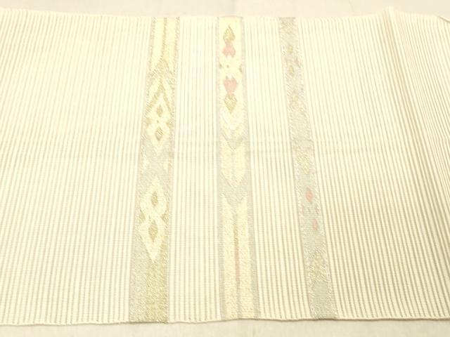 平和屋着物＊夏物 絽綴れ 八寸名古屋帯 横段文 金銀糸 正絹 逸品 DABC8204cm