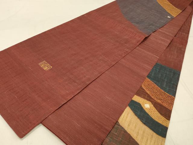 平和屋着物▽西陣 老舗 渡文謹製 手織 両面 太鼓柄袋帯 スリーシーズン 春夏秋 すくい織 さざ波 金銀糸 反端付き 正絹 逸品 DABC8206cm