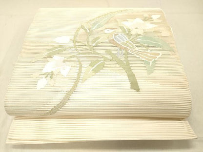 平和屋着物＊夏物 絽綴れ 太鼓柄袋帯 花鳥文 金銀糸 正絹 逸品 DABC8208cm