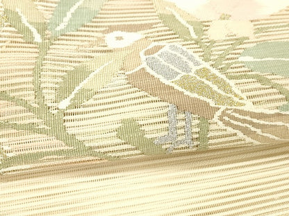 平和屋着物＊夏物 絽綴れ 太鼓柄袋帯 花鳥文 金銀糸 正絹 逸品 DABC8208cm