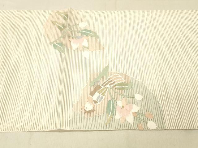 平和屋着物＊夏物 絽綴れ 太鼓柄袋帯 花鳥文 金銀糸 正絹 逸品 DABC8208cm