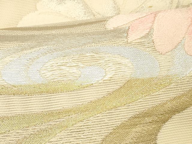 平和屋着物＊夏物 西陣 まいづる謹製 六通柄袋帯 唐織 流水菊文 金銀糸 証紙付き 正絹 逸品 DABC8209cm