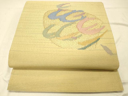 平和屋着物＊夏物 太鼓柄袋帯 抽象文様 金糸 正絹 逸品 DABC8210cm