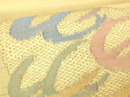平和屋着物＊夏物 太鼓柄袋帯 抽象文様 金糸 正絹 逸品 DABC8210cm