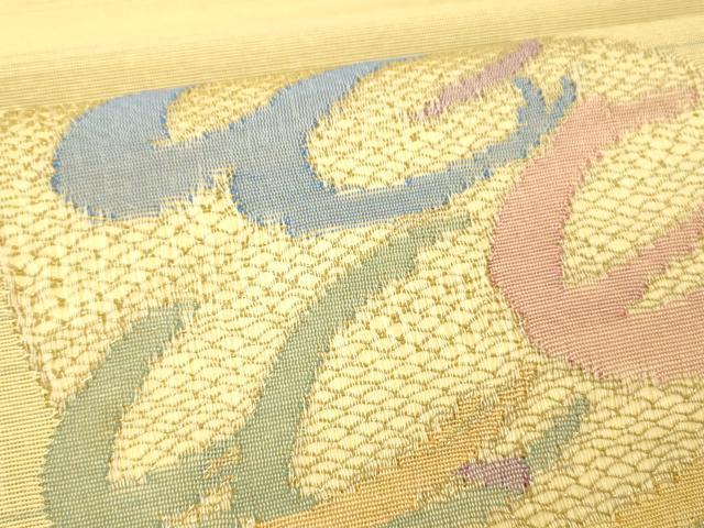 平和屋着物＊夏物 太鼓柄袋帯 抽象文様 金糸 正絹 逸品 DABC8210cm