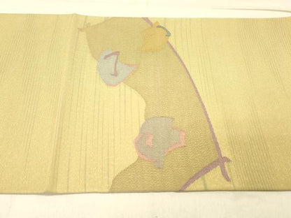 平和屋着物＊夏物 太鼓柄袋帯 抽象文様 金糸 正絹 逸品 DABC8210cm