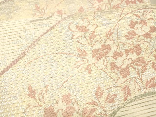 平和屋着物＊夏物 六通柄袋帯 草花文 銀糸 正絹 逸品 DABC8211cm