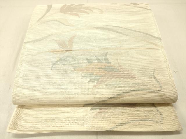 平和屋着物＊夏物 六通柄袋帯 草花文 金糸 正絹 逸品 DABC8212cm