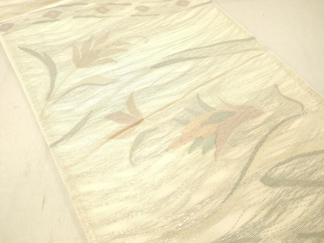 平和屋着物＊夏物 六通柄袋帯 草花文 金糸 正絹 逸品 DABC8212cm