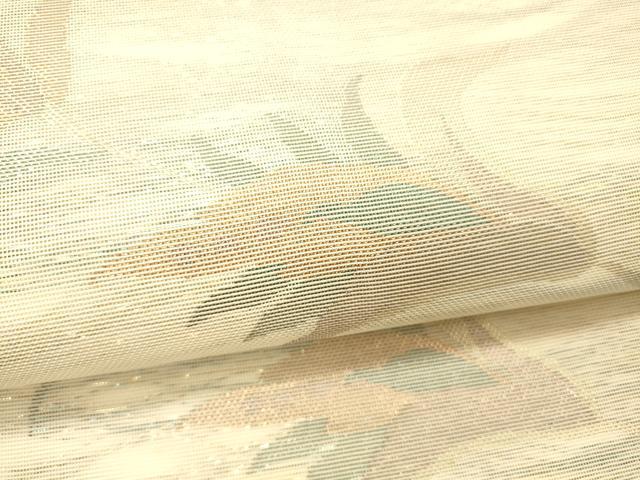 平和屋着物＊夏物 六通柄袋帯 草花文 金糸 正絹 逸品 DABC8212cm